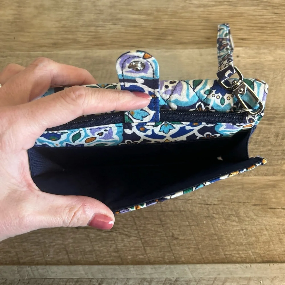 Vera Bradley RFID Wallet Crossbody‎ - Lisbon Medallion Cool Print Colorful